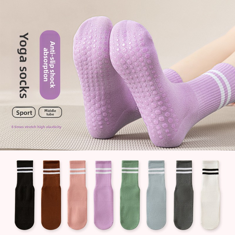 Pilates Yoga Workout - Kaos Kaki Wanita Setengah Betis Bergaris