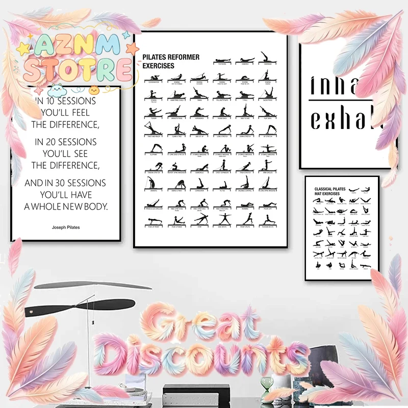 Pilates Yoga Room - Poster Bagan Latihan Pilates, Cetakan Kanvas,