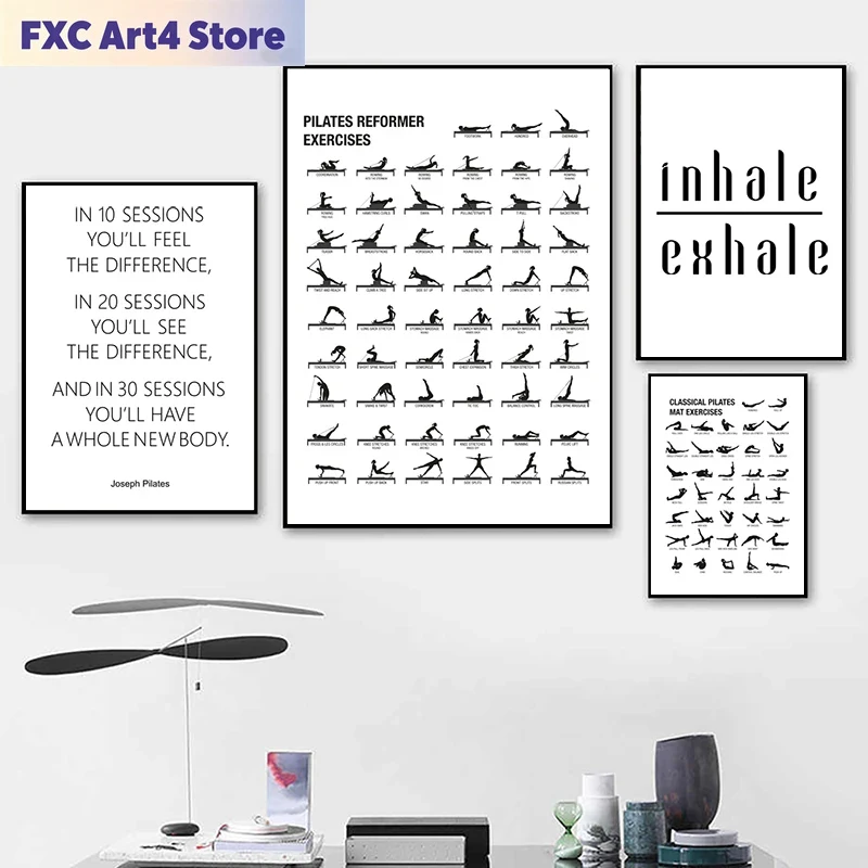 Pilates Yoga Workout - Poster Bagan Latihan Pilates Tanpa Bingkai