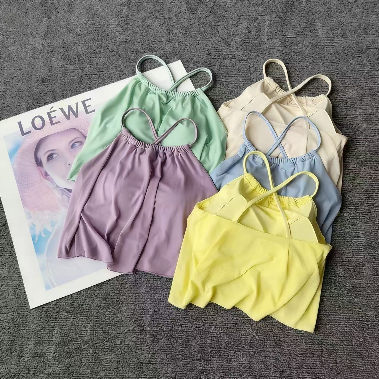 Pilates Yoga Workout - Tank Top Olahraga Halter 2-in-1 Berbahan