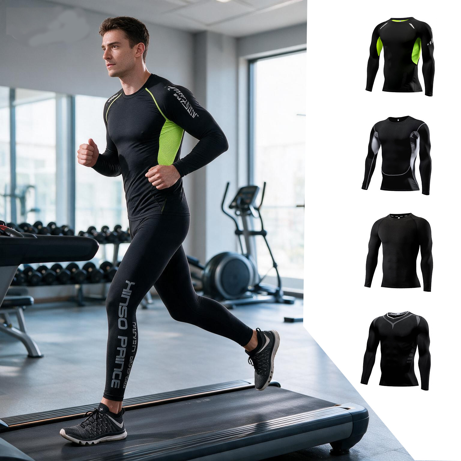 Setelan Olahraga Kompresi Pria - Pilates Yoga Outfit ulasan dan harga