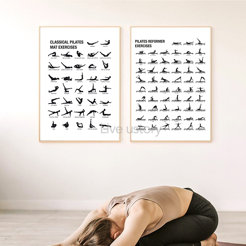 Poster Bagan Latihan Pilates T - Pilates Yoga Workout ulasan dan harga