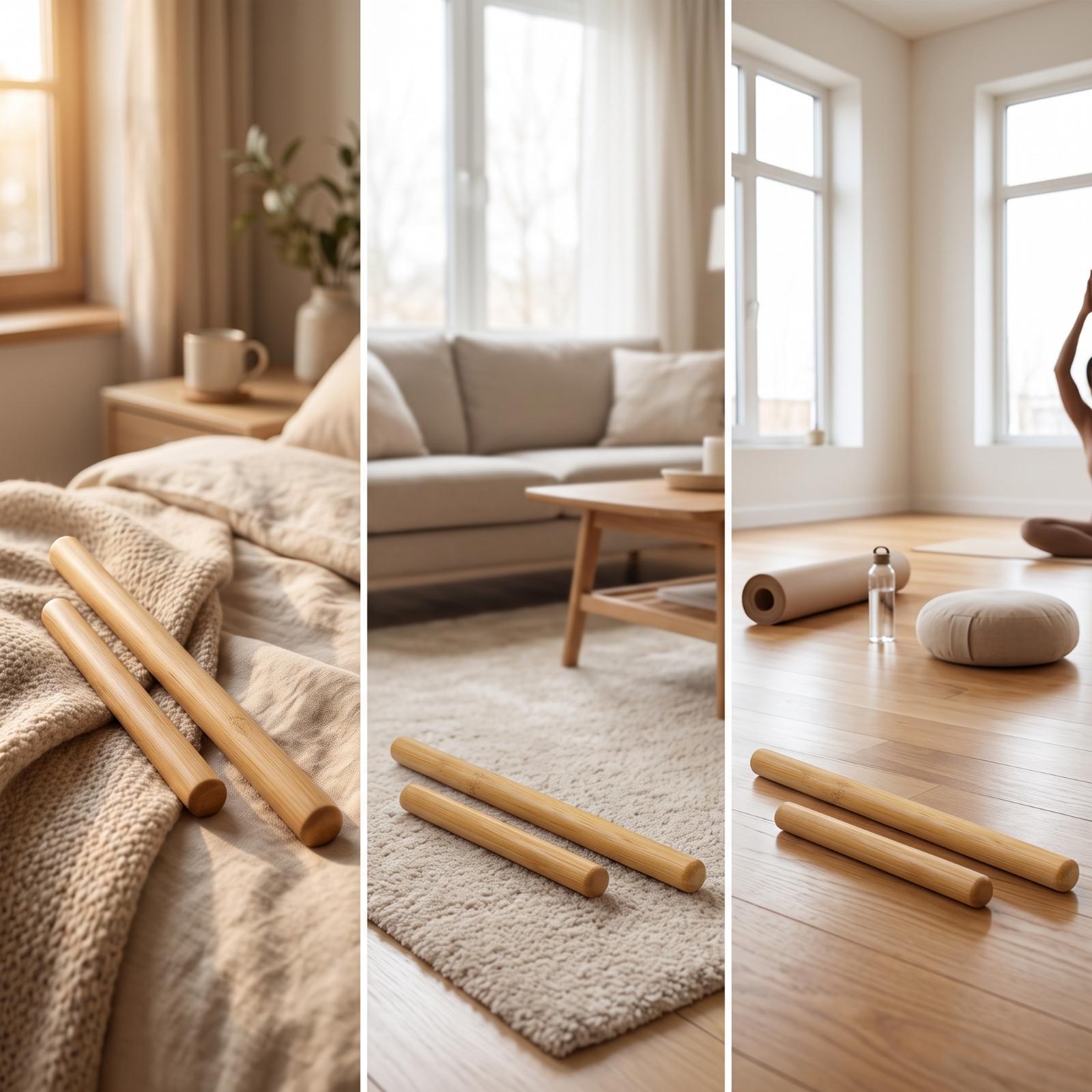 Tongkat Lutut Yoga Bambu yang  - Pilates Yoga Joint ulasan dan harga